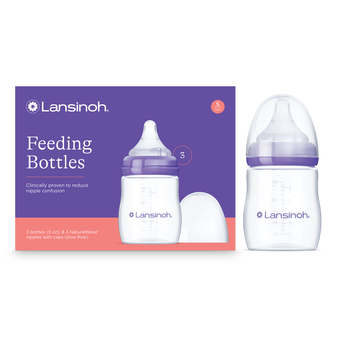 Lansinoh Momma 5oz baby bottle 3-pack with NaturalWave slow-flow nipple