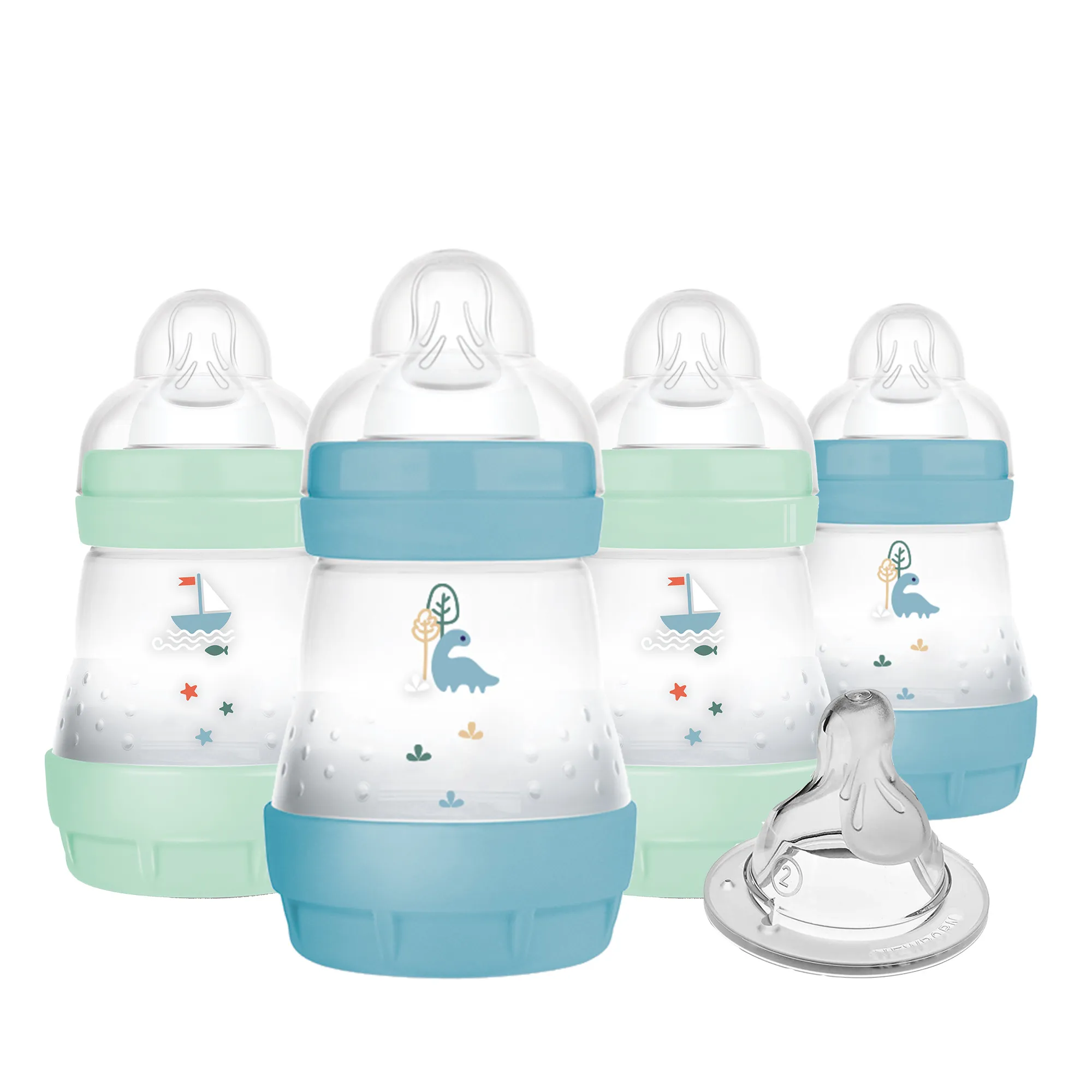 MAM Easy Start Anti-Colic baby bottle 4-pack with extra slow-flow silicone teat