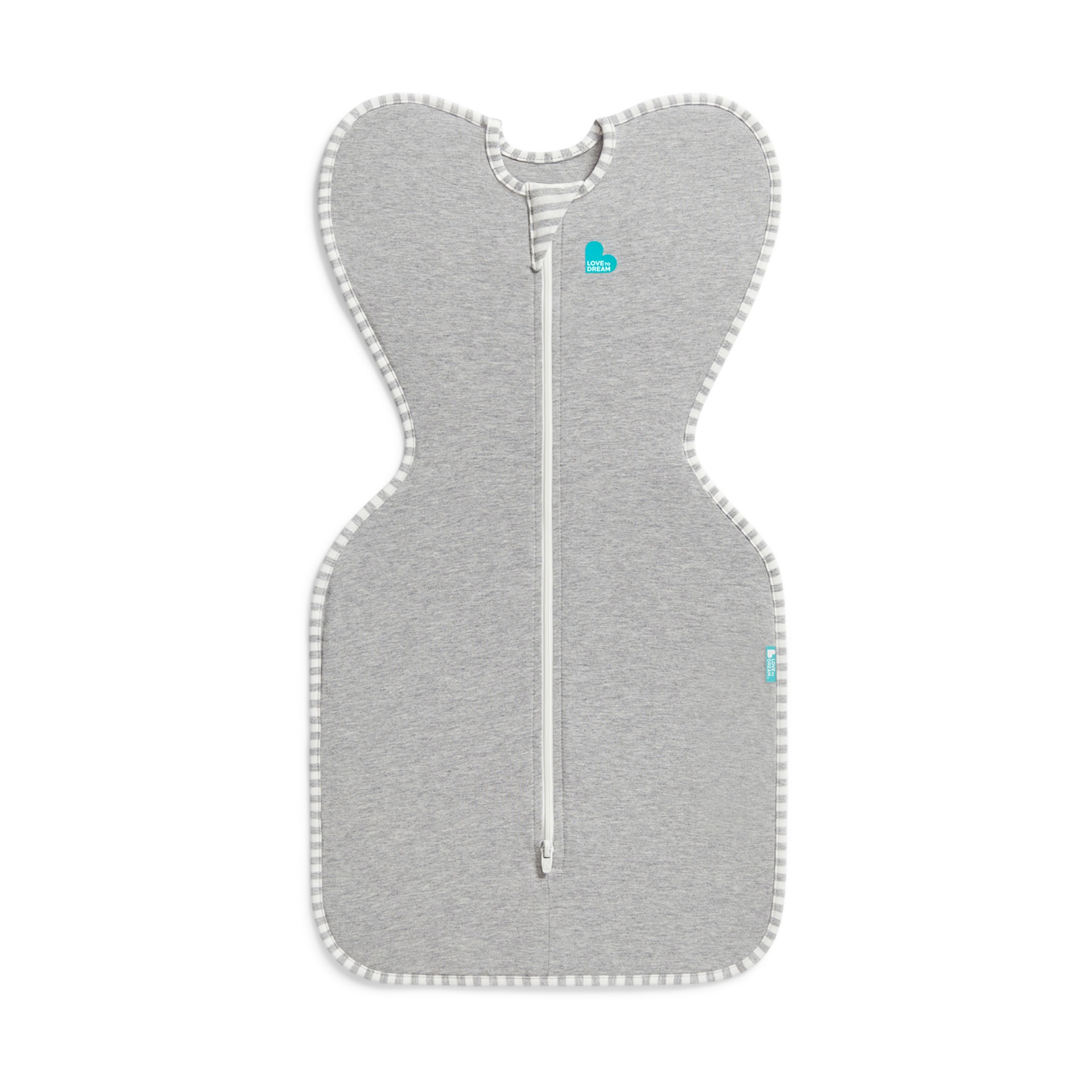 Love to Dream Swaddle Up in gray, the zip-up arms-up swaddle for babies who break out of arms-down